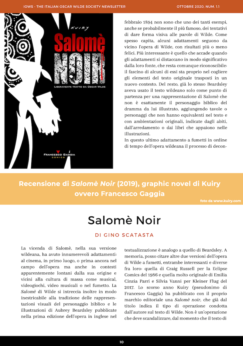 Salomè NOIR - da: The Italian Oscar Wilde Society Newsletter | Parte 1